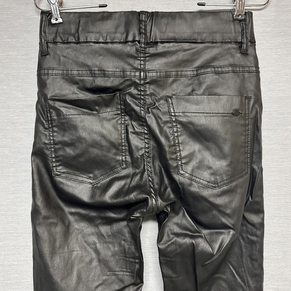 Bevy Flog Pants Womens 24 (28" Waist) Skinny Black Faux Leather Pants Vegan - Picture 4 of 8